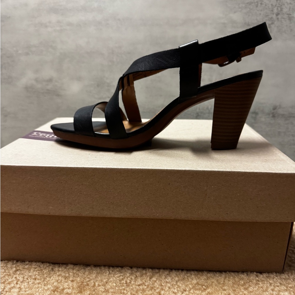 Clarks Black Heeled Shoes Elegant Design